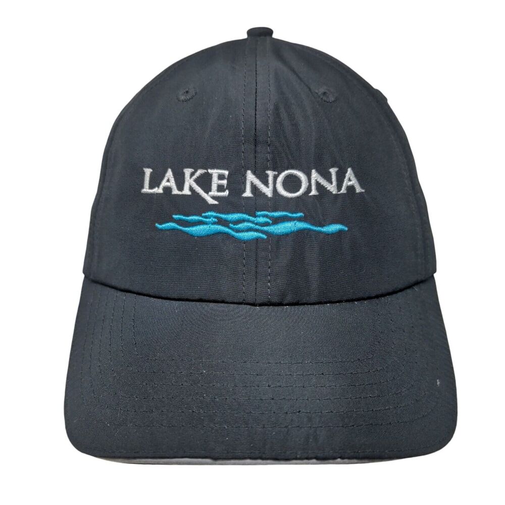 Lake Nona Strapback Hat Black One Size Embroidered 6 Panel Core365